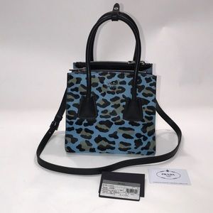 Prada Borsa a Mano Cavallino Scamo Mare blue bag